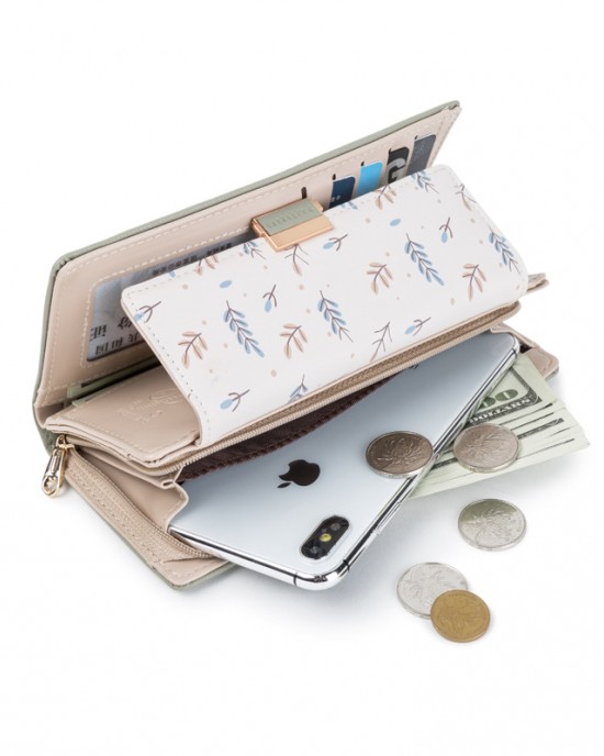 New Women's Long Wallet, Small Fresh Colorblock Floral Print, Large-Capacity Student Wallet New Women's Long Wallet, Small Fresh Colorblock Floral Print, Large-Capacity Student Wallet