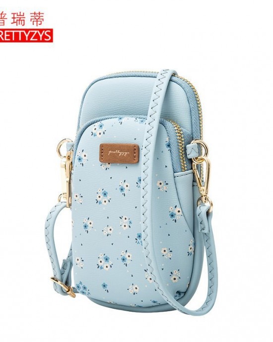 Korean fashion floral crossbody phone bag, popular student style, double zipper, crossbody small bag with large capacity Korean fashion floral crossbody phone bag, popular student style, double zipper, crossbody small bag with large capacity