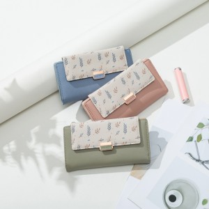 New Women's Long Wallet, Small Fresh Colorblock Floral Print, Large-Capacity Student Wallet