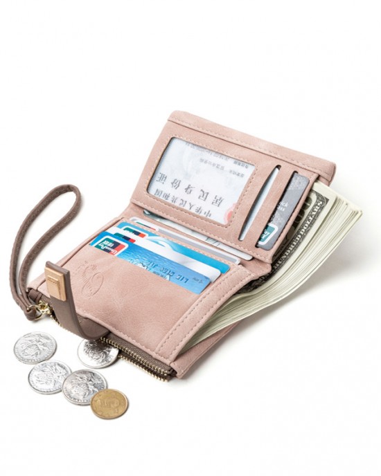 New cross-border retro casual drawstring women's wallet, leaf PU wallet, short female wallet, student coin purse New cross-border retro casual drawstring women's wallet, leaf PU wallet, short female wallet, student coin purse