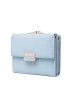 Prettyzys' popular Korean-style short, tri-folded women's wallet, a fresh, PU, ​​plaid, and zippered student wallet.