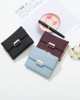 Prettyzys' popular Korean-style short, tri-folded women's wallet, a fresh, PU, ​​plaid, and zippered student wallet.