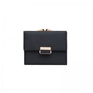 Prettyzys' popular Korean-style short, tri-folded women's wallet, a fresh, PU, ​​plaid, and zippered student wallet.
