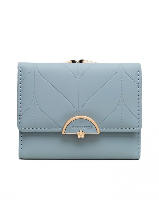 Pureti Women's Short Wallet, Korean New Fresh Print Tri-Fold Iron Clip, Multi-Function Coin Purse Pureti Women's Short Wallet, Korean New Fresh Print Tri-Fold Iron Clip, Multi-Function Coin Purse