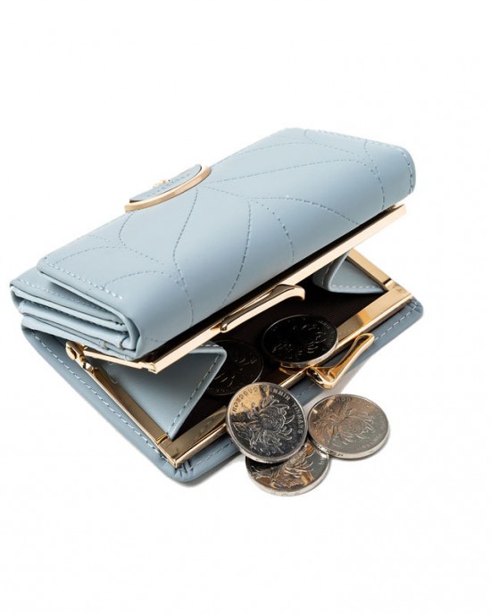 Pureti Women's Short Wallet, Korean New Fresh Print Tri-Fold Iron Clip, Multi-Function Coin Purse Pureti Women's Short Wallet, Korean New Fresh Print Tri-Fold Iron Clip, Multi-Function Coin Purse