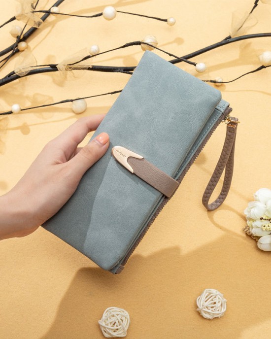 Lianbu's popular women's wallet, casual and fashionable, long PU wallet with buckle. Lianbu's popular women's wallet, casual and fashionable, long PU wallet with buckle.