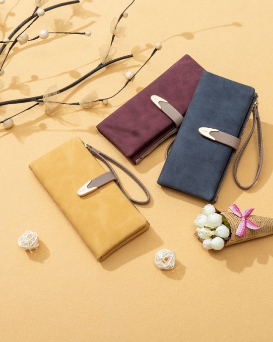 Lianbu's popular women's wallet, casual and fashionable, long PU wallet with buckle. Lianbu's popular women's wallet, casual and fashionable, long PU wallet with buckle.
