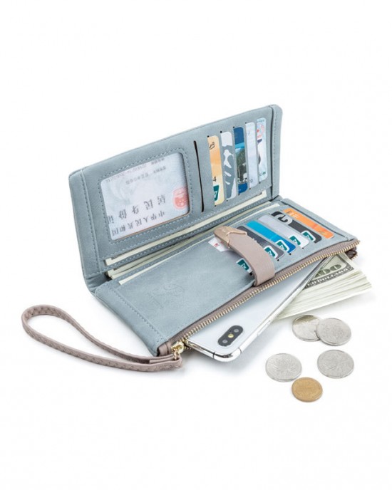 Lianbu's popular women's wallet, casual and fashionable, long PU wallet with buckle. Lianbu's popular women's wallet, casual and fashionable, long PU wallet with buckle.