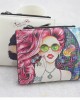 New short wallet Cartoon Graffiti Print Double Zipper Mini Student Coin Purse for Women