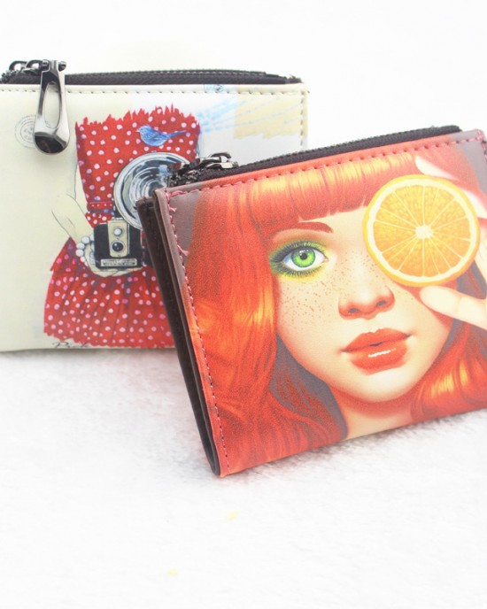 New short wallet Cartoon Graffiti Print Double Zipper Mini Student Coin Purse for Women