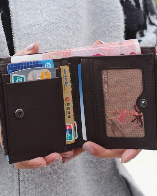 New short wallet Cartoon Graffiti Print Double Zipper Mini Student Coin Purse for Women