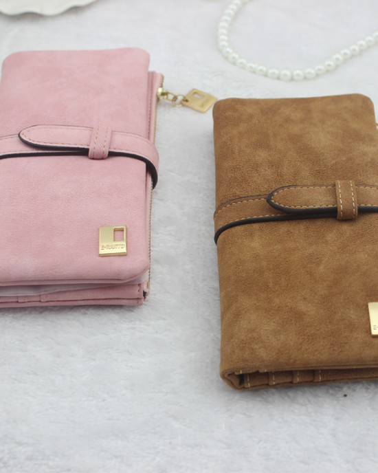 Factory Wholesale Women's Long Wallet with Japanese and Korean Style Drawstring Frosted Wallet Factory Wholesale Women's Long Wallet with Japanese and Korean Style Drawstring Frosted Wallet