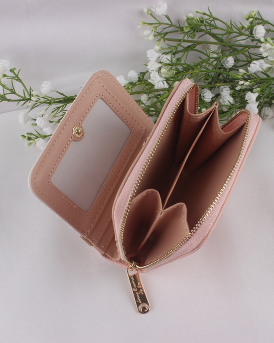 Lianbu Korean-style short women's wallet, a fresh, two-fold, zippered, solid-color PU, student wallet. Lianbu Korean-style short women's wallet, a fresh, two-fold, zippered, solid-color PU, student wallet.