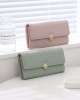 Lianbu women's long wallet, 2025 new PU leather foldable heart buckle trifold bag, women's clutch in stock Lianbu women's long wallet, 2025 new PU leather foldable heart buckle trifold bag, women's clutch in stock