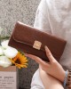 PRETTYZYS New Korean-Style Simple Solid Color Fashionable and Upscale, Versatile, Large Capacity Long Wallet