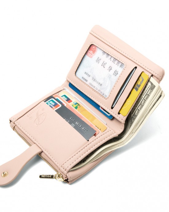 Prettyzys new women's short wallet, Korean-style printed zipper closure, student-style large-capacity wallet Prettyzys new women's short wallet, Korean-style printed zipper closure, student-style large-capacity wallet