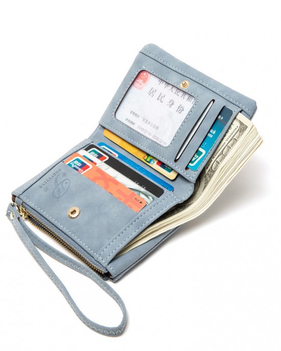 Prettyzys' new women's wallet, a short, frosted, retro, casual, PU, student wallet. Prettyzys' new women's wallet, a short, frosted, retro, casual, PU, student wallet.