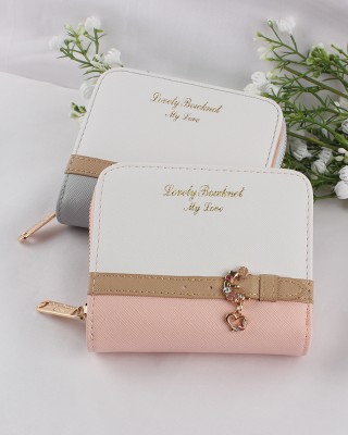 Lianbu Korean-style short women's wallet, a fresh, two-fold, zippered, solid-color PU, student wallet.