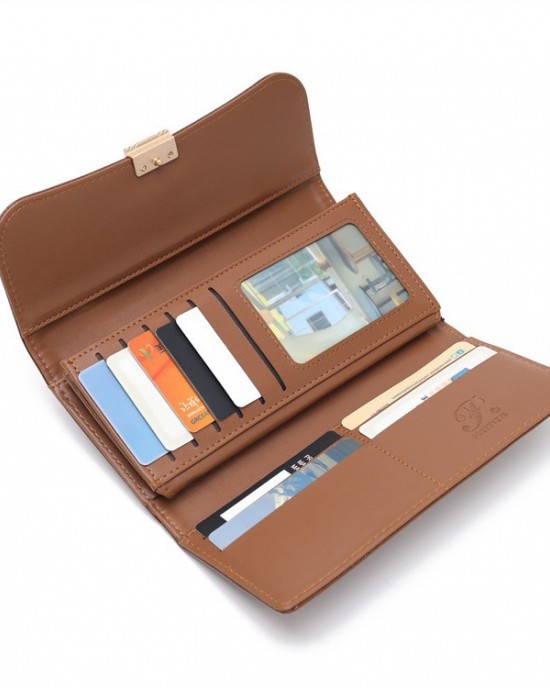 PRETTYZYS New Korean-Style Simple Solid Color Fashionable and Upscale, Versatile, Large Capacity Long Wallet