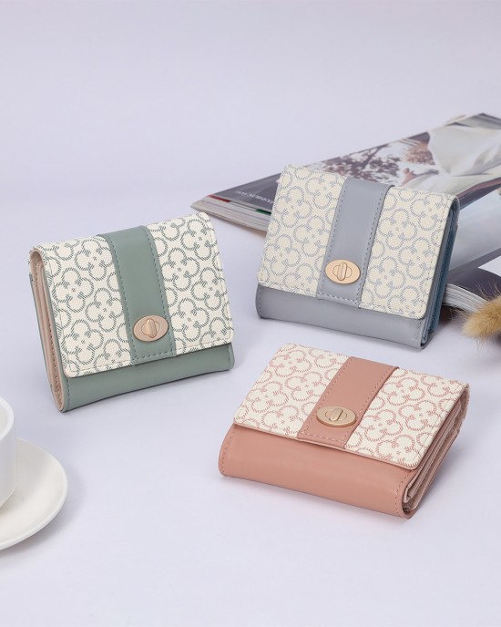 New women's short wallet, fresh-looking, floral print, PU clasp, zippered, multifunctional, student coin purse. New women's short wallet, fresh-looking, floral print, PU clasp, zippered, multifunctional, student coin purse.