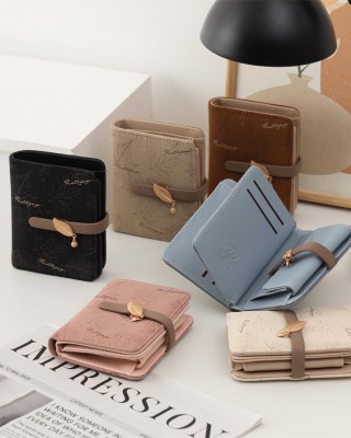 Lianbu 2025 new short wallet, stylish, simple zippered printed multifunctional coin purse