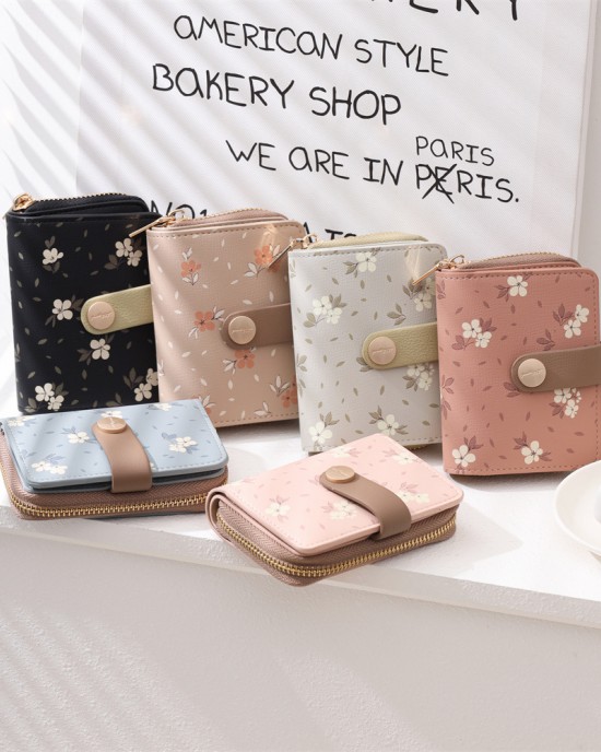 Cross-border Korean-style fashionable printed zippered accordion multi-card slot student wallet, women's wallet, ready for wholesale. Cross-border Korean-style fashionable printed zippered accordion multi-card slot student wallet, women's wallet, ready for wholesale.