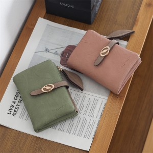 New women's short wallet, European and American style, simple, PU zippered and clasp, foldable clutch, student coin purse wholesale.