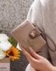 Lianbu new women's short wallet, two-fold, soft PU wallet with fashionable leaf print, buckle, zippered wallet, student wallet. Lianbu new women's short wallet, two-fold, soft PU wallet with fashionable leaf print, buckle, zippered wallet, student wallet.