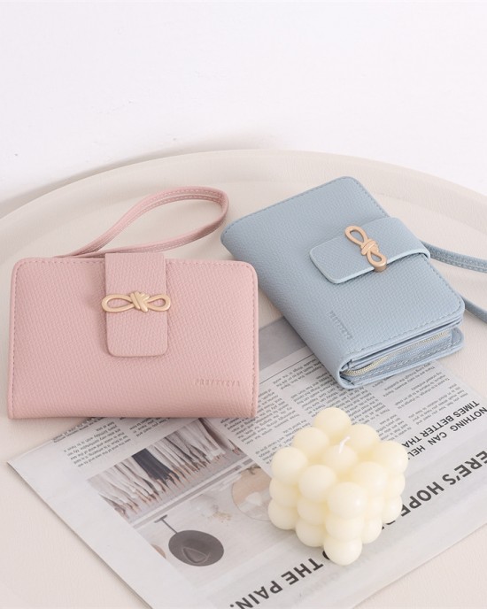 2025 solid color new wallet Women's medium-sized bag with a bow-knot, stylish, large capacity, small, fresh, and simple coin purse. 2025 solid color new wallet Women's medium-sized bag with a bow-knot, stylish, large capacity, small, fresh, and simple coin purse.