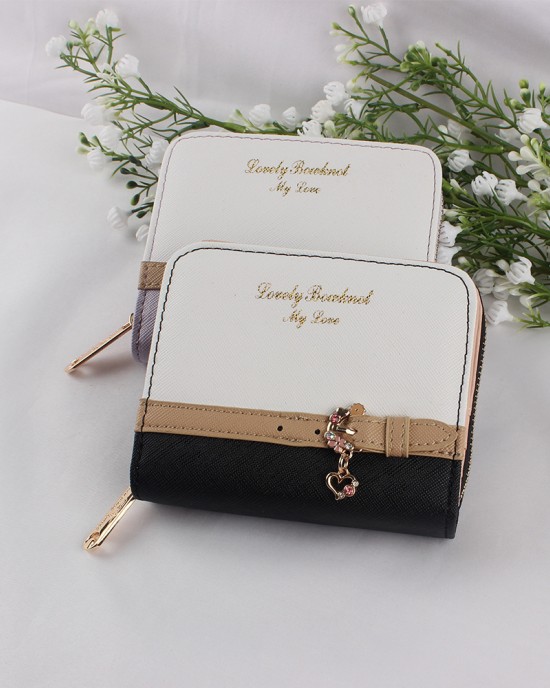 Lianbu Korean-style short women's wallet, a fresh, two-fold, zippered, solid-color PU, student wallet. Lianbu Korean-style short women's wallet, a fresh, two-fold, zippered, solid-color PU, student wallet.