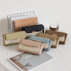 New cross-border hot-selling new women's long wallet, fresh-looking, printed, multifunctional, large-capacity clutch.