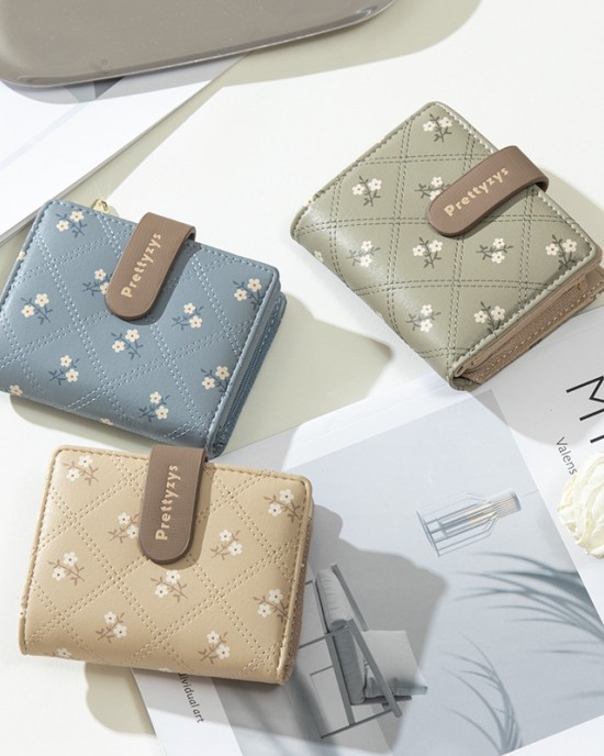 Lianbu new Korean style, simple short two-fold women's wallet Fashionable student-friendly printed foldable wallet with multiple card slots Lianbu new Korean style, simple short two-fold women's wallet Fashionable student-friendly printed foldable wallet with multiple card slots