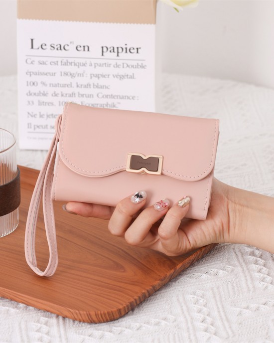 New women's medium wallet, Korean-style solid PU zippered multi-card slot foldable tote, women's coin purse in stock and wholesale New women's medium wallet, Korean-style solid PU zippered multi-card slot foldable tote, women's coin purse in stock and wholesale