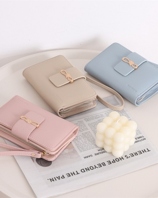 2025 solid color new wallet Women's medium-sized bag with a bow-knot, stylish, large capacity, small, fresh, and simple coin purse. 2025 solid color new wallet Women's medium-sized bag with a bow-knot, stylish, large capacity, small, fresh, and simple coin purse.