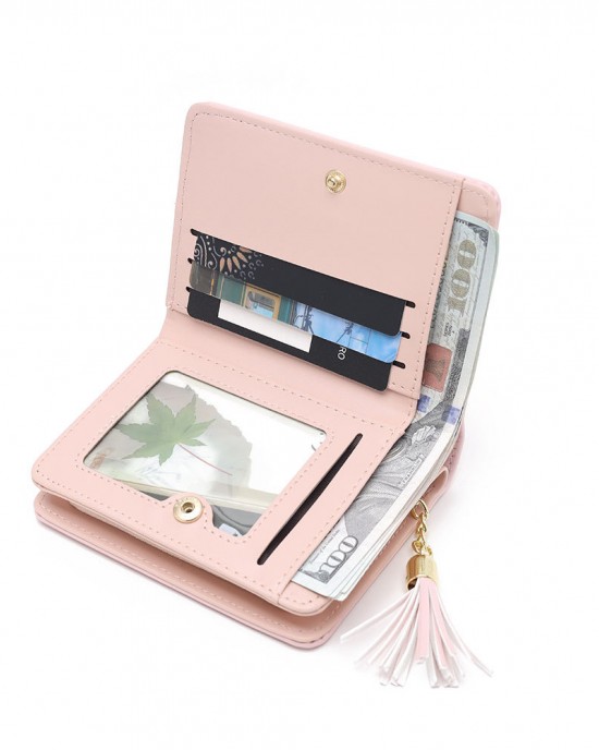 Cross-border Taobao bestseller, women's short wallet, foldable, fresh bow, kitten pendant, student wallet in stock Cross-border Taobao bestseller, women's short wallet, foldable, fresh bow, kitten pendant, student wallet in stock