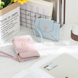 New Korean-style PU leather wallet, sweet and feminine, multiple card slots, foldable, expandable, student coin purse, in stock for wholesale.