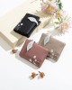 Pruti's new women's short wallet, Korean print, zipper, leaf clasp, student wallet with large capacity