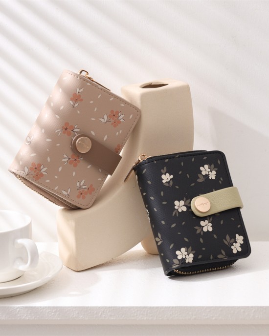Cross-border Korean-style fashionable printed zippered accordion multi-card slot student wallet, women's wallet, ready for wholesale. Cross-border Korean-style fashionable printed zippered accordion multi-card slot student wallet, women's wallet, ready for wholesale.