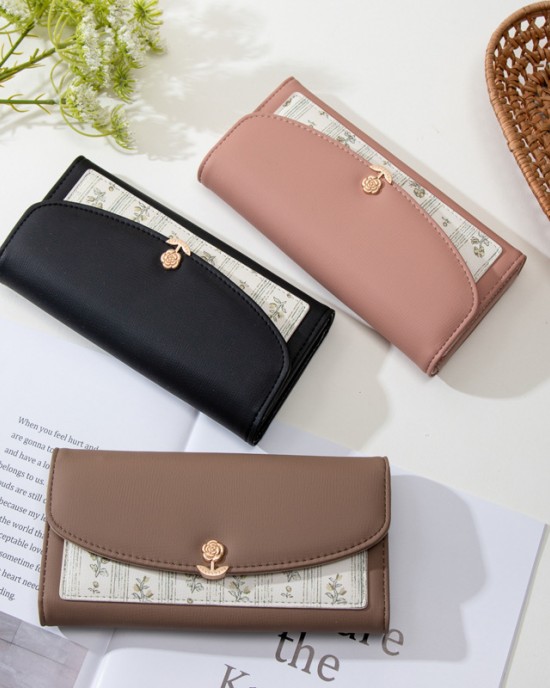 New women's wallet, long clutch, Japanese and Korean fashion print, fresh and stylish tri-fold wallet, multifunctional bag New women's wallet, long clutch, Japanese and Korean fashion print, fresh and stylish tri-fold wallet, multifunctional bag