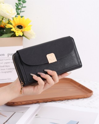 Lianbu New Cross-Border Wallet, Long Solid Color, Stylish and Simple PU Multifunctional Large-Capacity Clutch, In Stock