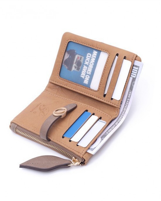 New women's short wallet, European and American style, simple, PU zippered and clasp, foldable clutch, student coin purse wholesale. New women's short wallet, European and American style, simple, PU zippered and clasp, foldable clutch, student coin purse wholesale.