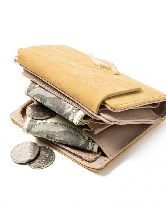 Ready Stock Wholesale Women's Short Wallet, Korean Fresh Leaf Buckle, Mini Student Coin Purse, Wholesale