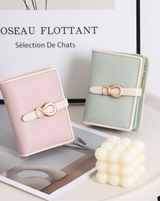 New Cross-Border Short Wallet, Simple and Contrast-Color Women's Fashionable Closure Folding Multifunctional Coin Purse New Cross-Border Short Wallet, Simple and Contrast-Color Women's Fashionable Closure Folding Multifunctional Coin Purse