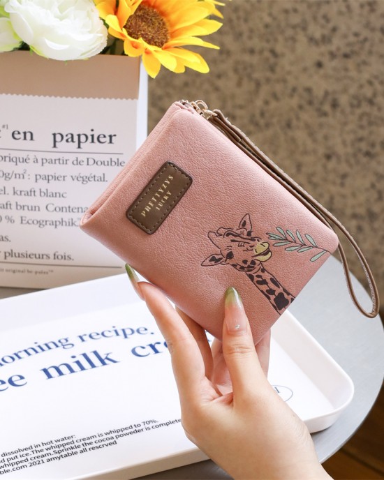 New cross-border new 2025 women's short wallet, cute cartoon, casual, soft PU, multifunctional, student coin purse, wholesale.