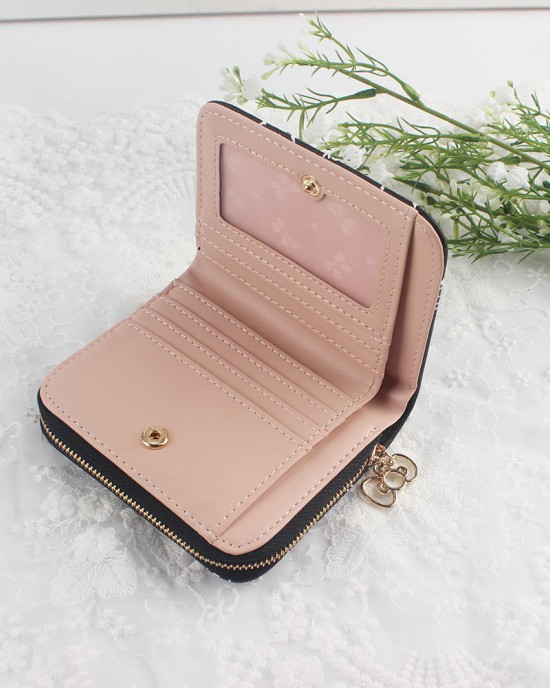 Lianbu Korean-style short Women's wallet, small, fresh, two-fold, buckle, zippered, printed wallet, student coin purse. Lianbu Korean-style short Women's wallet, small, fresh, two-fold, buckle, zippered, printed wallet, student coin purse.