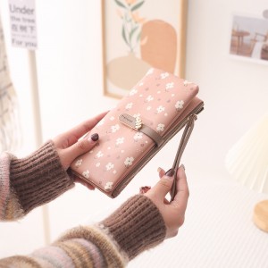 Lianbu 2024 New Long Wallet, Women's Small Fresh Print, Buckle Zipper, Multifunctional Large-Capacity Phone Bag