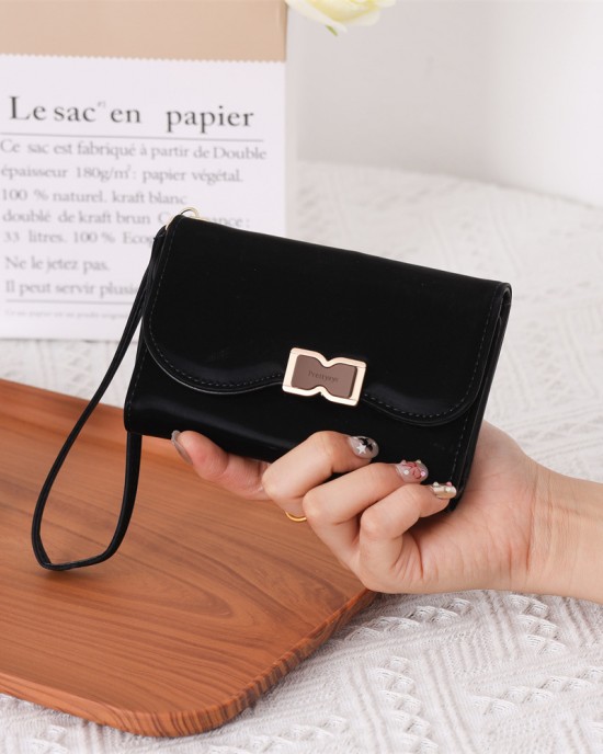 New women's medium wallet, Korean-style solid PU zippered multi-card slot foldable tote, women's coin purse in stock and wholesale New women's medium wallet, Korean-style solid PU zippered multi-card slot foldable tote, women's coin purse in stock and wholesale