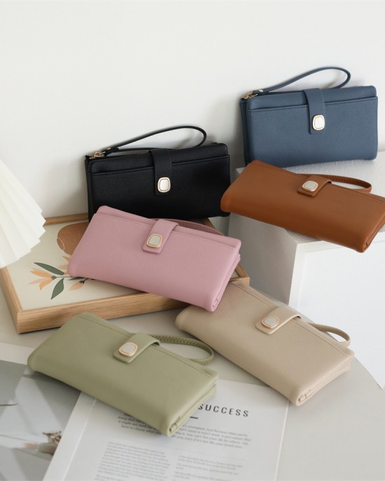 New Long Wallet for Women, Large Capacity Multifunctional Wallet with Full PU Leather Wrist Strap, Luxury Clutch Wholesale New Long Wallet for Women, Large Capacity Multifunctional Wallet with Full PU Leather Wrist Strap, Luxury Clutch Wholesale