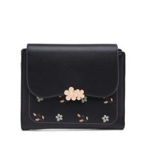 New Japanese and Korean style short women's wallet, stylish, printed, tri-fold, buckle, zipper, multifunctional coin purse, card holder