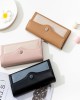 Factory wholesale women's long wallet, 2022 new Japanese and Korean soft PU leather, stylish, simple, buckle, clutch, tri-fold bag Factory wholesale women's long wallet, 2022 new Japanese and Korean soft PU leather, stylish, simple, buckle, clutch, tri-fold bag